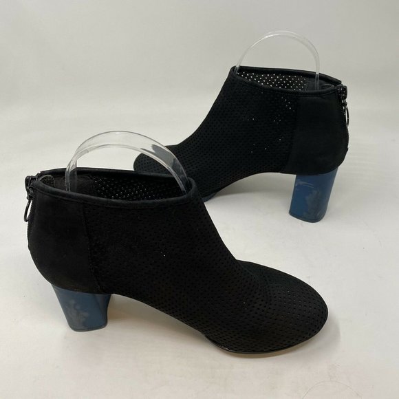 Camper Myriam Ankle Boots 37 7 Perforated Black Navy Blue Heel Mod Booties - Picture 4 of 12
